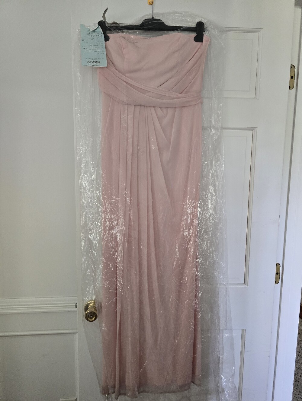 Davids Bridal One-Strap Blush Pink Formal Gown